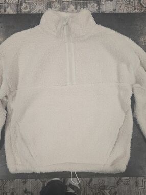 No Boundaries Cream Teddy Sherpa Quarter-Zip Pullover Jacket